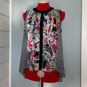 Nicole By Nicole Miller Hi-Lo Sleeveless Multicolored Blouse Sz M